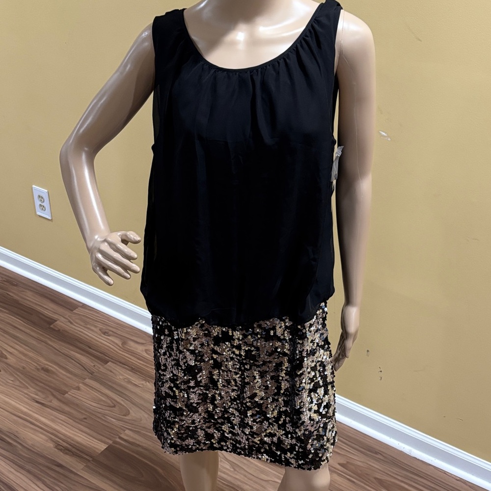 Elegant Black Sleeveless Sequin Women's Dress